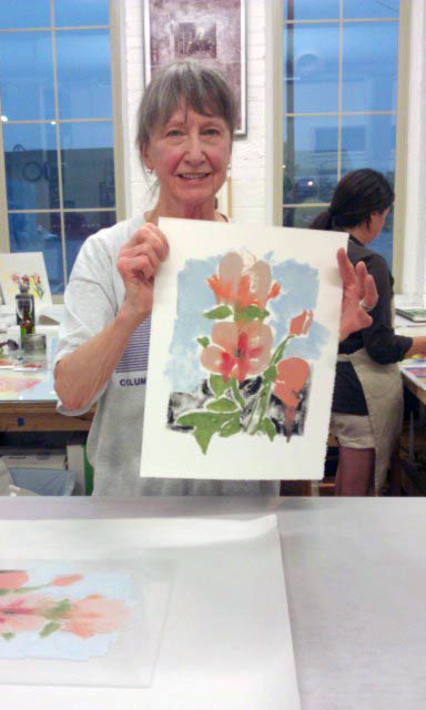 Sandy pulls her first monotype